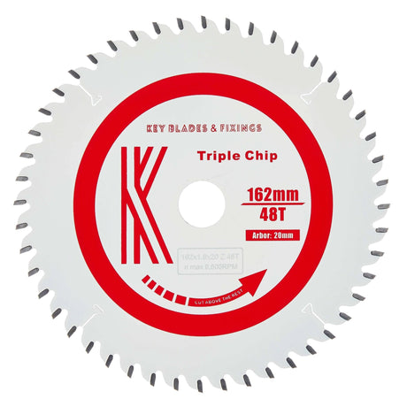 162mm x 20mm x 1.8mm 48 Tooth TCG Track Circular Saw Blade (Solid Surface) - 3205 - Armstrong Cheshire