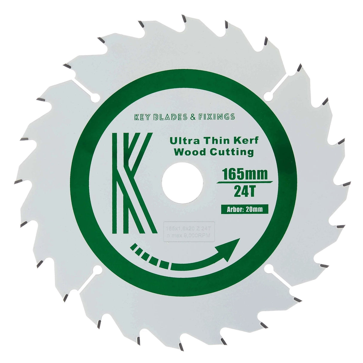 165mm x 20mm x 1.6mm 24 Tooth Track/Circular Saw Blade - 4001 - Armstrong Cheshire