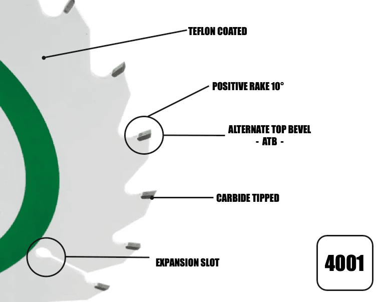 165mm x 20mm x 1.6mm 24 Tooth Track/Circular Saw Blade - 4001 - Armstrong Cheshire