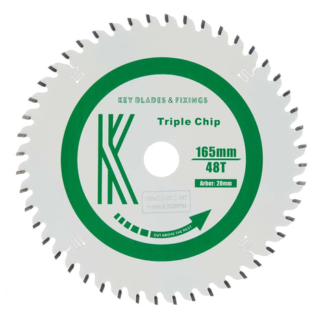 165mm x 20mm x 2.2mm 48 Tooth TCG Track Saw (Solid Surface) Circular Saw Blade - 4105 - Armstrong Cheshire