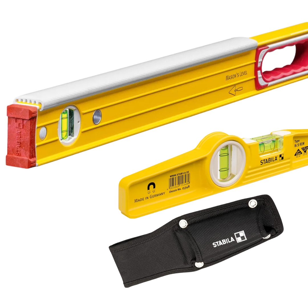 Stabila 196-2-K Masons Spirit Level & Stabila 81S REM Magnetic Torpedo Level Bundle