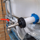 IBC S60x6 M-F Extender Swivel with S60x6 Cap and ½” Barb Lever Tap