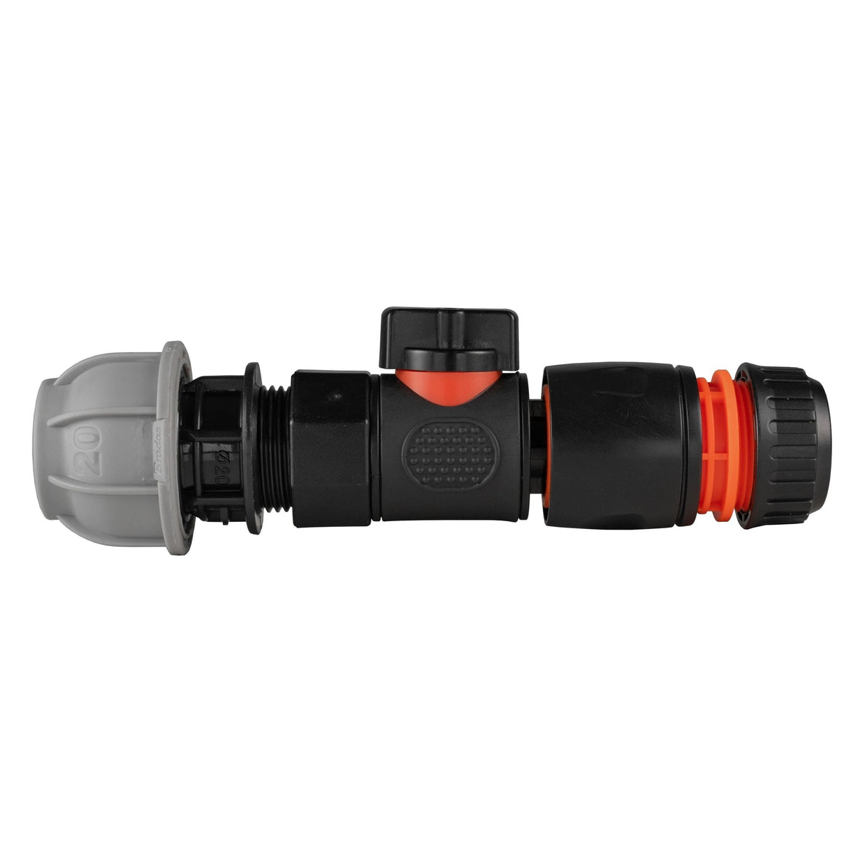 20mm MDPE Straight with BSPF-Quick Connect Valve & Hose Connector Black - Armstrong Cheshire
