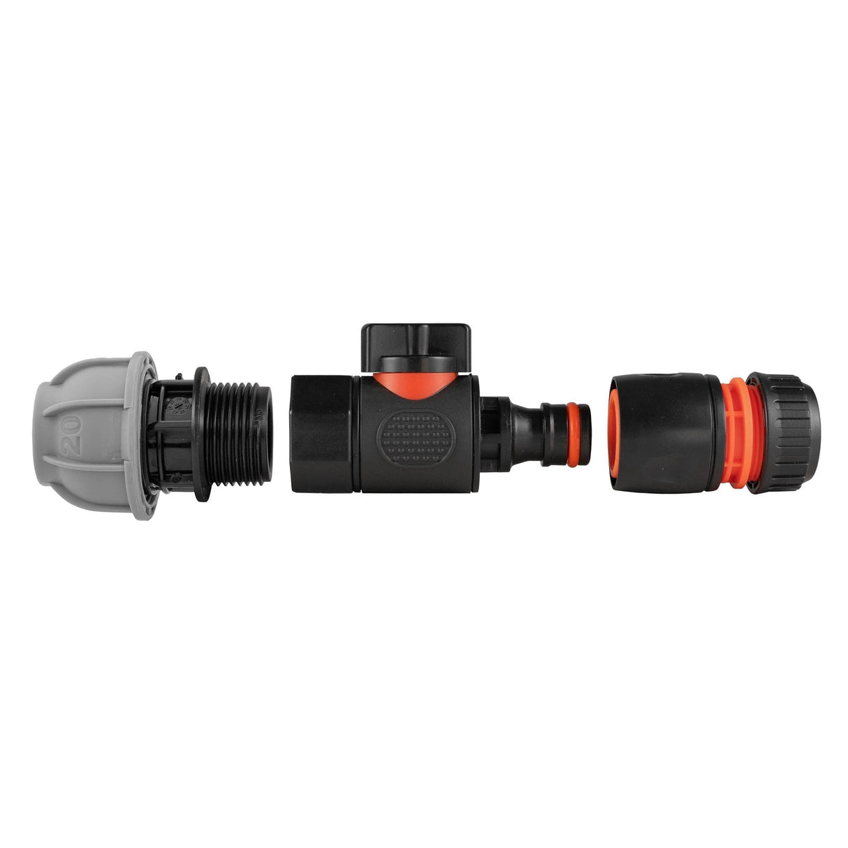 20mm MDPE Straight with BSPF-Quick Connect Valve & Hose Connector Black - Armstrong Cheshire