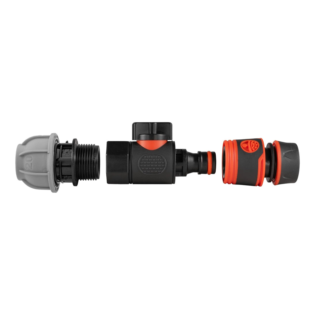 20mm MDPE Straight with BSPF-Quick Connect Valve & Hose Connector Black Soft - Armstrong Cheshire