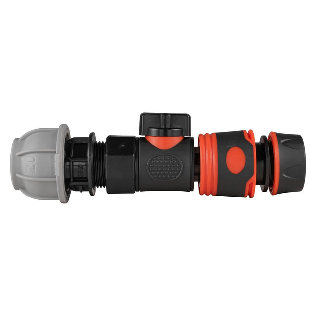 20mm MDPE Straight with BSPF-Quick Connect Valve & Hose Connector Black Soft - Armstrong Cheshire