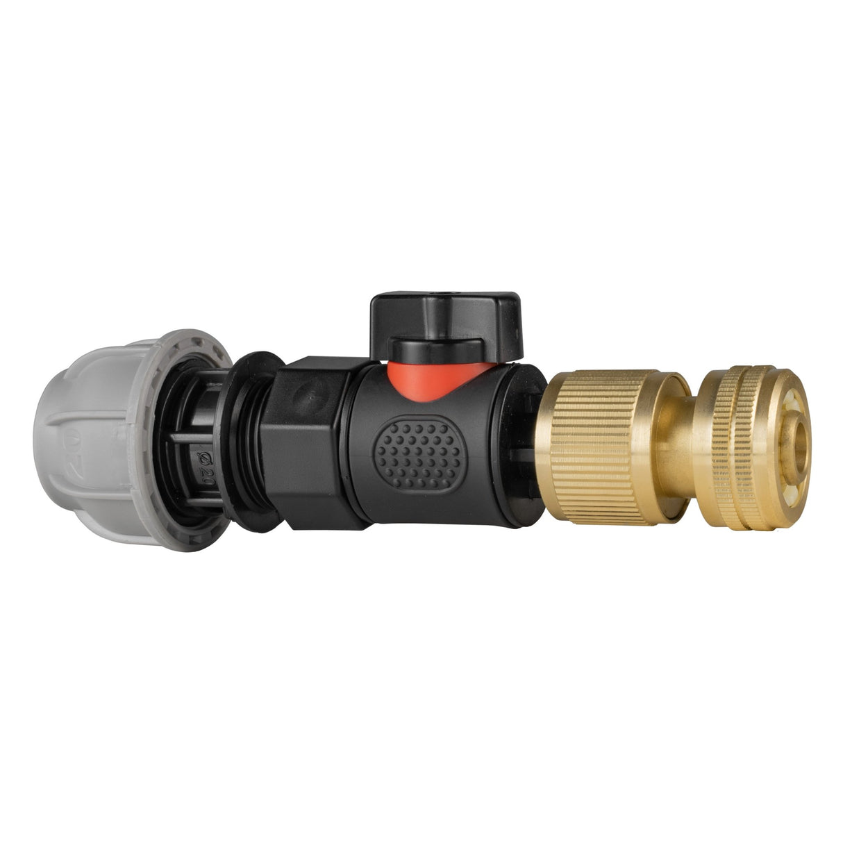 20mm MDPE Straight with BSPF-Quick Connect Valve & Hose Connector Brass - Armstrong Cheshire