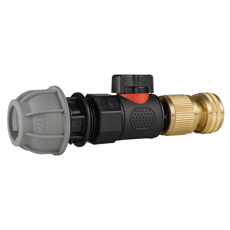 20mm MDPE Straight with BSPF-Quick Connect Valve & Hose Connector Brass - Armstrong Cheshire