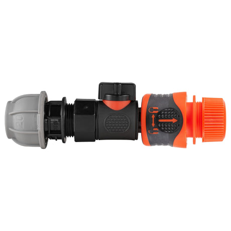20mm MDPE Straight with BSPF-Quick Connect Valve & Hose Connector Lock - Armstrong Cheshire