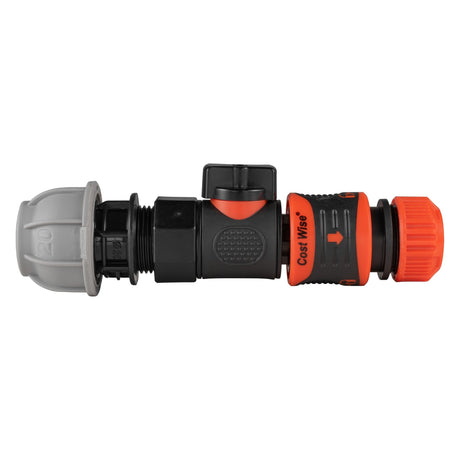 20mm MDPE Straight with BSPF-Quick Connect Valve & Hose Connector Lock - Armstrong Cheshire