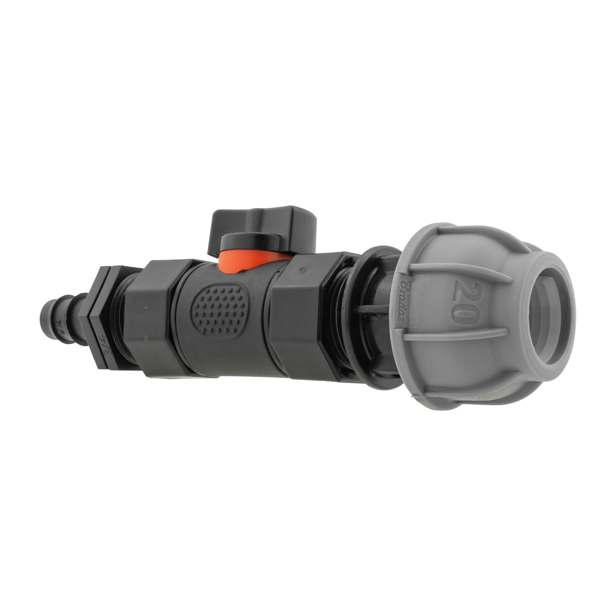 20mm MDPE Straight with In-Line BSPF Valve and 16mm Barbed Straight - Armstrong Cheshire