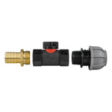 20mm MDPE Straight with In-Line BSPF Valve and 19mm Brass Barb - Armstrong Cheshire