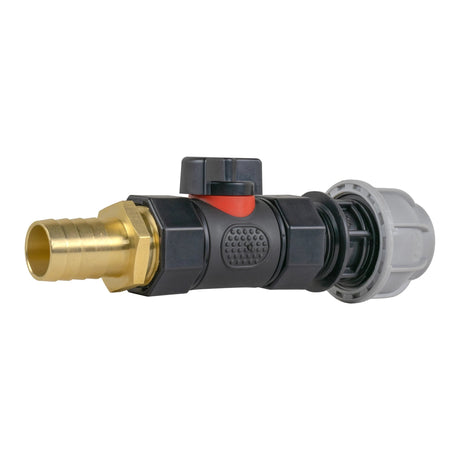 20mm MDPE Straight with In-Line BSPF Valve and 19mm Brass Barb - Armstrong Cheshire