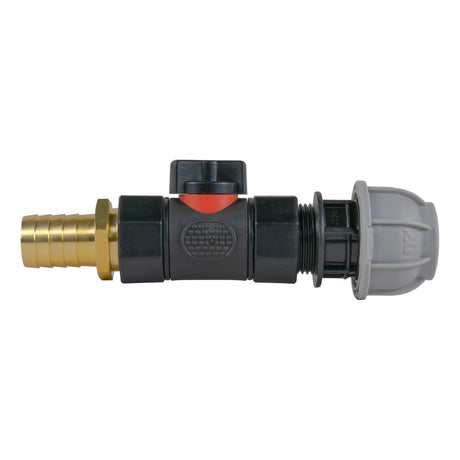 20mm MDPE Straight with In-Line BSPF Valve and 19mm Brass Barb - Armstrong Cheshire