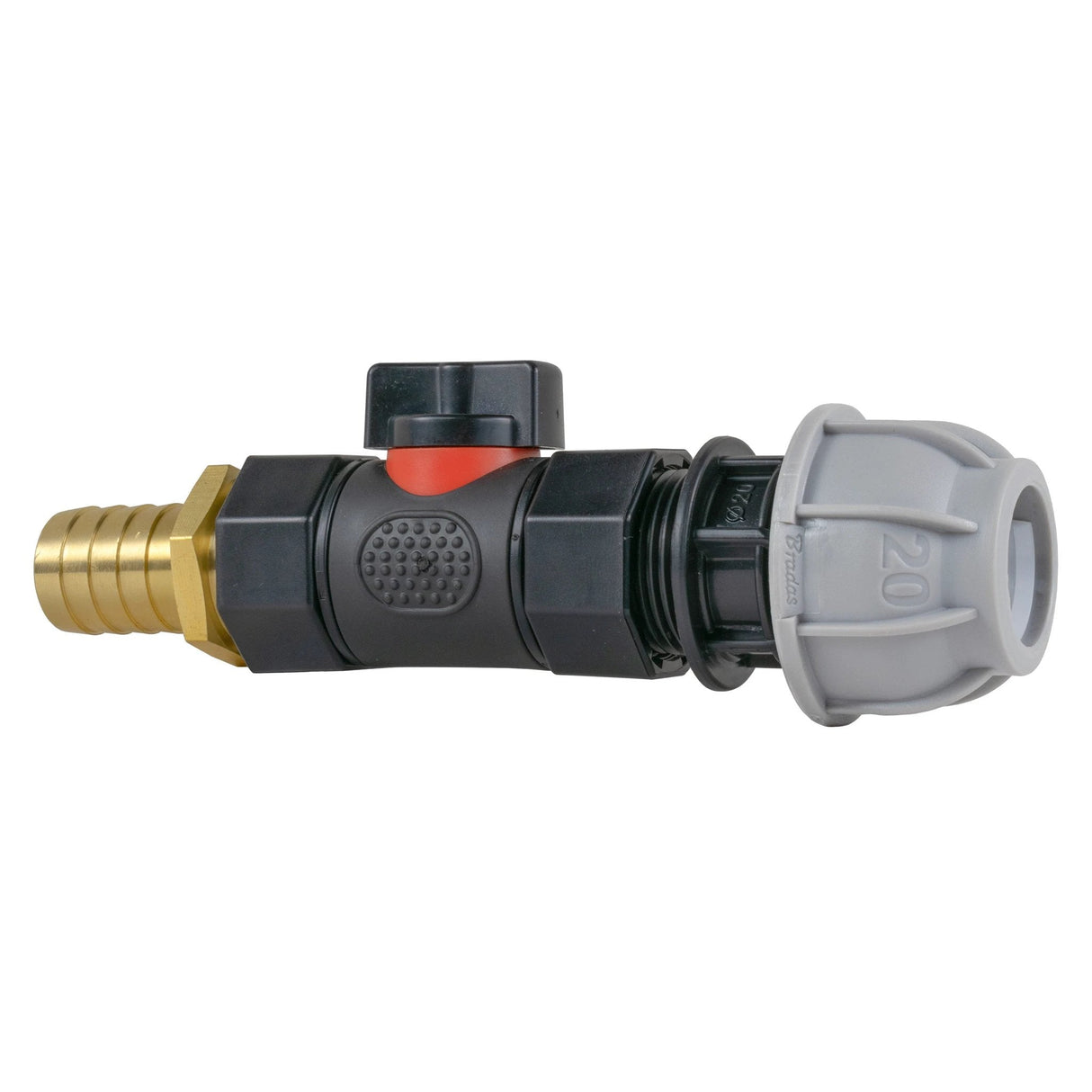 20mm MDPE Straight with In-Line BSPF Valve and 19mm Brass Barb - Armstrong Cheshire