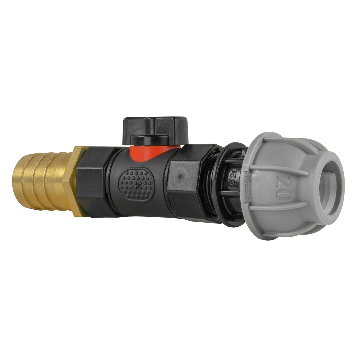 20mm MDPE Straight with In-Line BSPF Valve and 25mm Brass Barb - Armstrong Cheshire