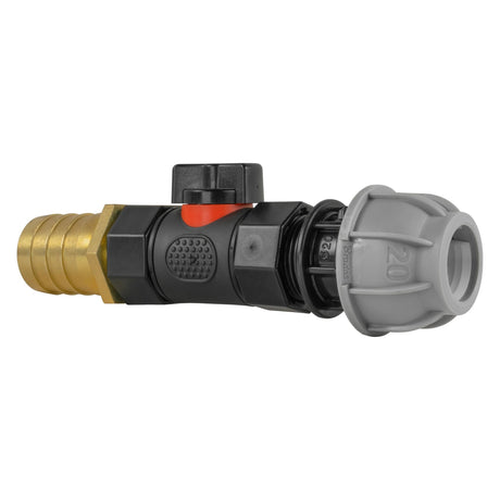 20mm MDPE Straight with In-Line BSPF Valve and 25mm Brass Barb - Armstrong Cheshire