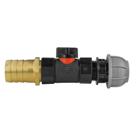 20mm MDPE Straight with In-Line BSPF Valve and 25mm Brass Barb - Armstrong Cheshire