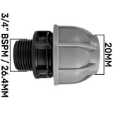 20mm MDPE Straight with In-Line BSPF Valve and Geka Type Connector - Armstrong Cheshire