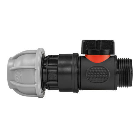 20mm MDPE Straight with In-Line BSPM Threaded Valve - Armstrong Cheshire