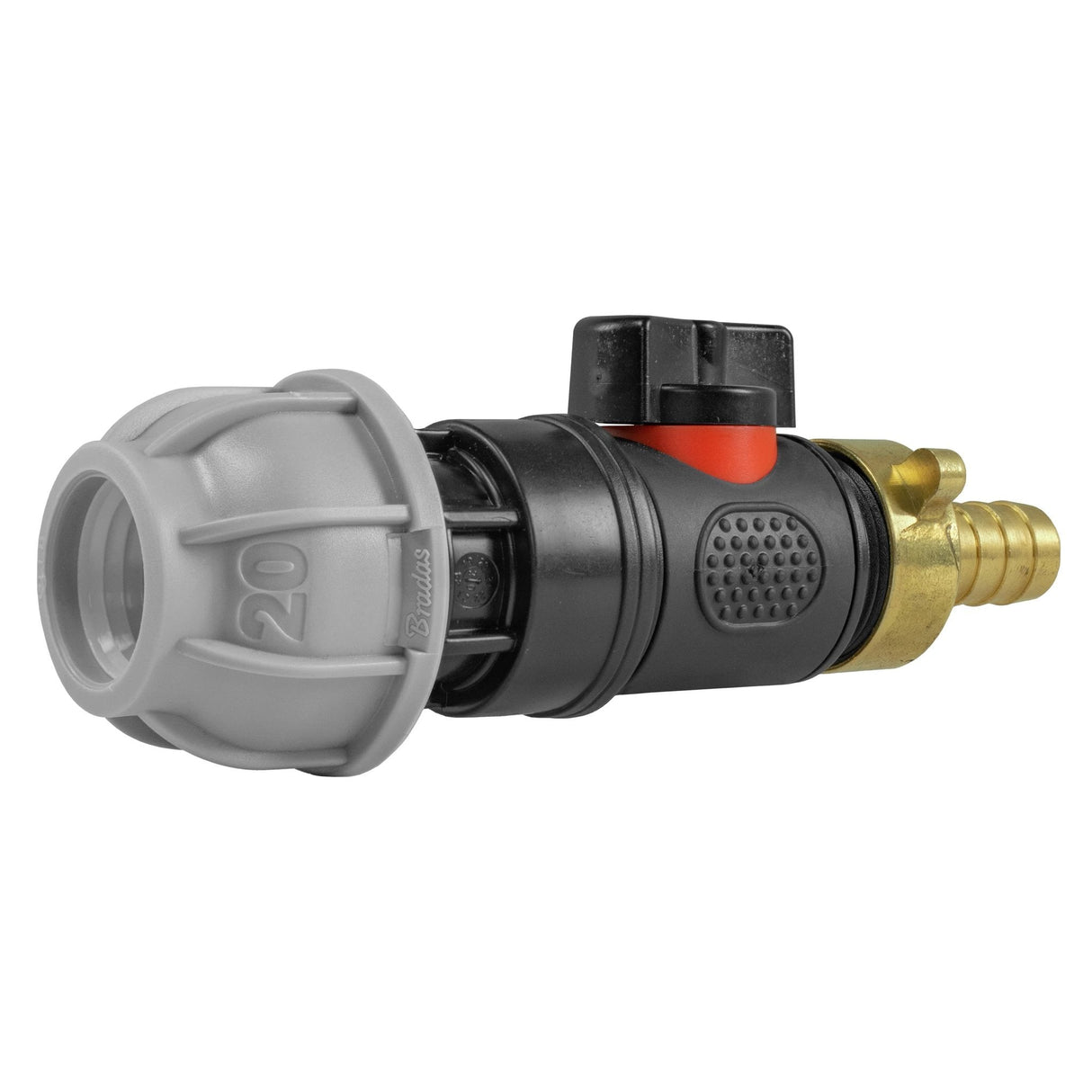 20mm MDPE Straight with In-Line BSPM Valve and 13mm Brass Barb - Armstrong Cheshire
