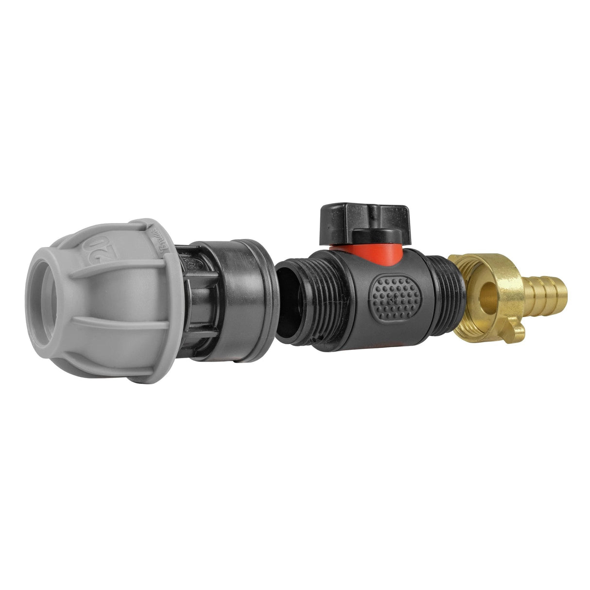 20mm MDPE Straight with In-Line BSPM Valve and 13mm Brass Barb - Armstrong Cheshire