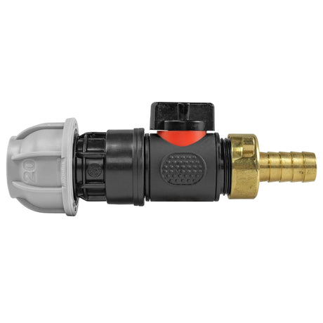 20mm MDPE Straight with In-Line BSPM Valve and 13mm Brass Barb - Armstrong Cheshire