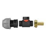 20mm MDPE Straight with In-Line BSPM Valve and 13mm Brass Barb - Armstrong Cheshire