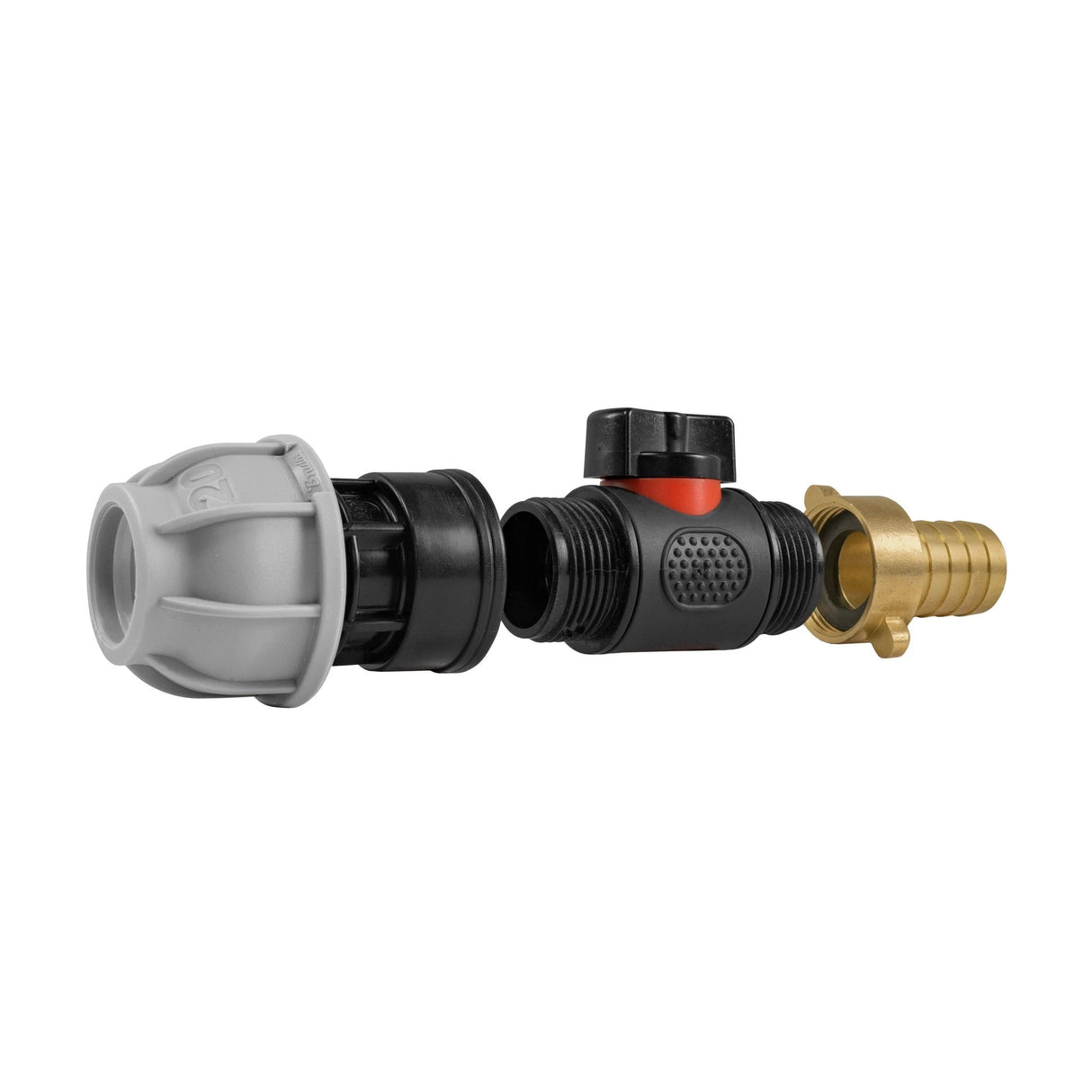 20mm MDPE Straight with In-Line BSPM Valve and 19mm Brass Barb - Armstrong Cheshire