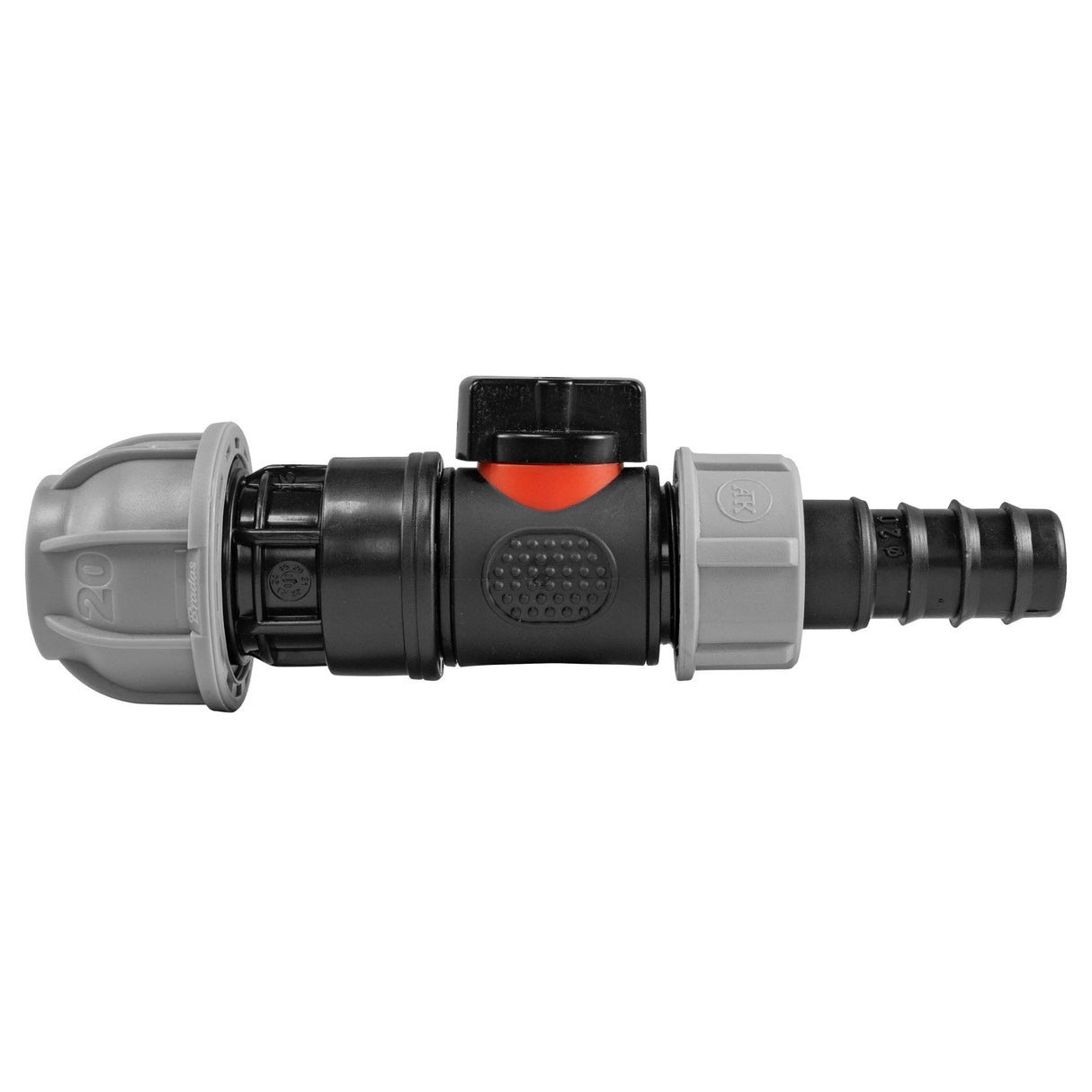 20mm MDPE Straight with In-Line BSPM Valve and 20mm Barbed Straight - Armstrong Cheshire