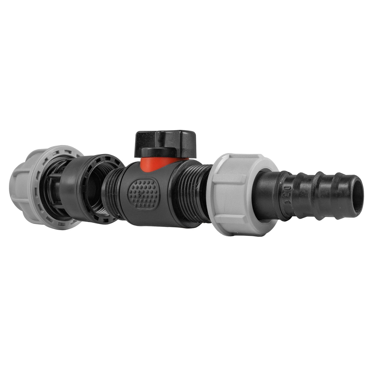 20mm MDPE Straight with In-Line BSPM Valve and 20mm Barbed Straight - Armstrong Cheshire