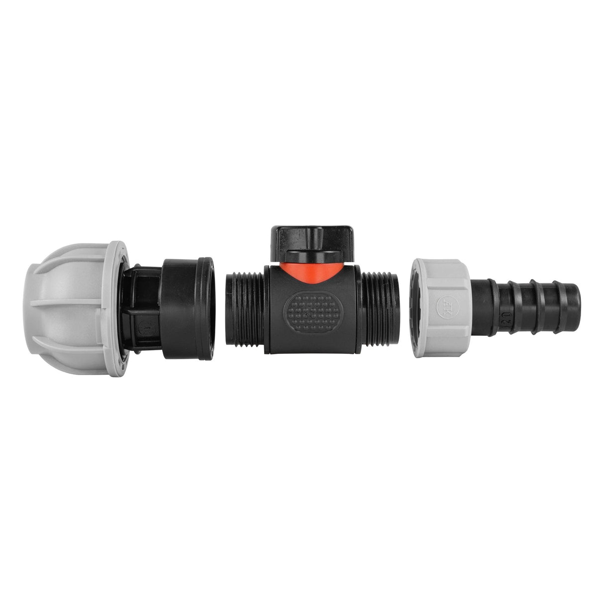 20mm MDPE Straight with In-Line BSPM Valve and 20mm Barbed Straight - Armstrong Cheshire