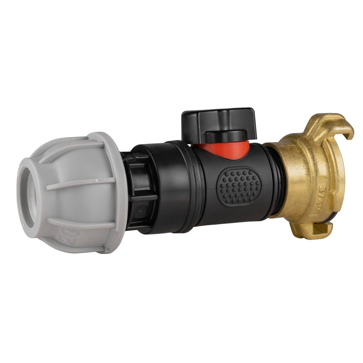 20mm MDPE Straight with In-Line BSPM Valve and Geka Type Connector - Armstrong Cheshire