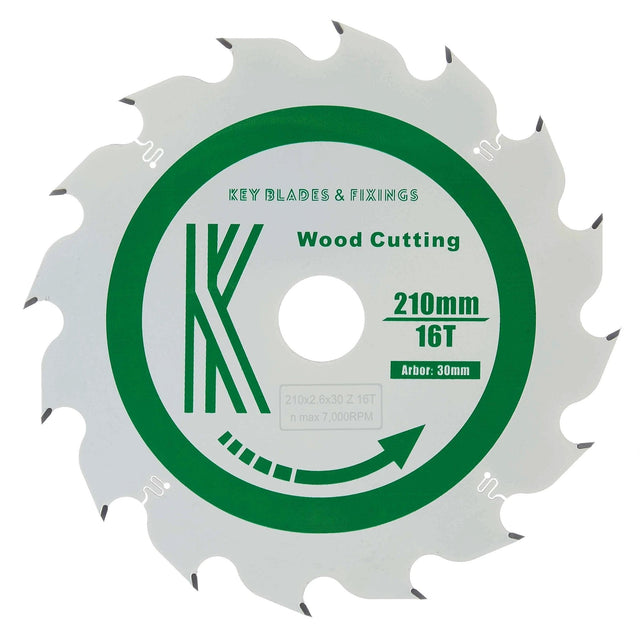 210mm x 30mm x 2.6mm 16T ATB Circular Track Saw Blade - Cougar - Armstrong Cheshire