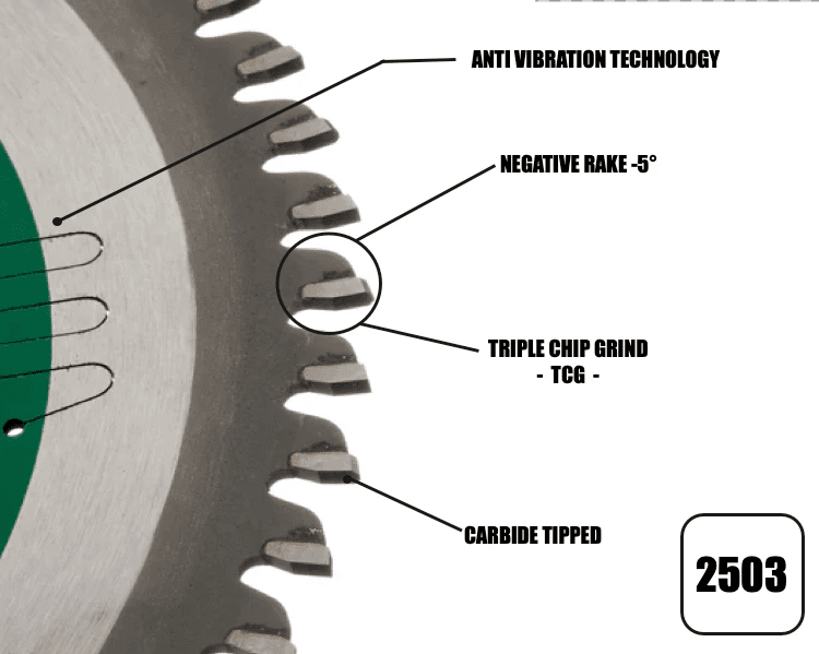 216mm x 30mm x 2.4mm 60T (TCG Neg Rake) Ali Blade - 2503 - Armstrong Cheshire