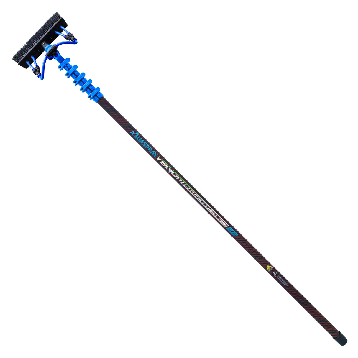 Aquaspray Venom 22ft Hybrid 50% Carbon, 50% Fiberglass Waterfed Window Cleaning Pole – 5 Sections