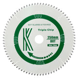 250mm x 30mm x3.0mm 80 Tooth Triple Chip Blade (MFC & Laminates) 8250 Circular Saw Blade - Armstrong Cheshire