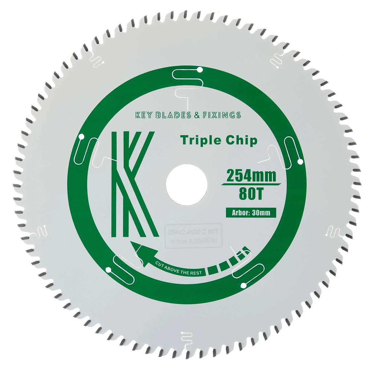 254mm x 30mm x 2.4mm 80 Tooth Triple Chip (MFC & Laminates) 8254 Circular Saw Blade - Armstrong Cheshire