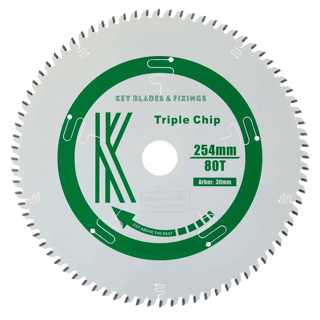 254mm x 30mm x 2.4mm 80 Tooth Triple Chip (MFC & Laminates) 8254 Circular Saw Blade - Armstrong Cheshire