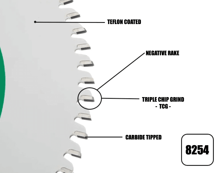 254mm x 30mm x 2.4mm 80 Tooth Triple Chip (MFC & Laminates) 8254 Circular Saw Blade - Armstrong Cheshire