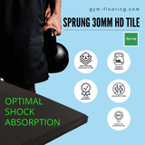 30mm Sprung PRO Gym Floor Tile - Rubber Heavy Duty Gym Flooring