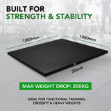 30mm Sprung PRO Gym Floor Tile - Rubber Heavy Duty Gym Flooring