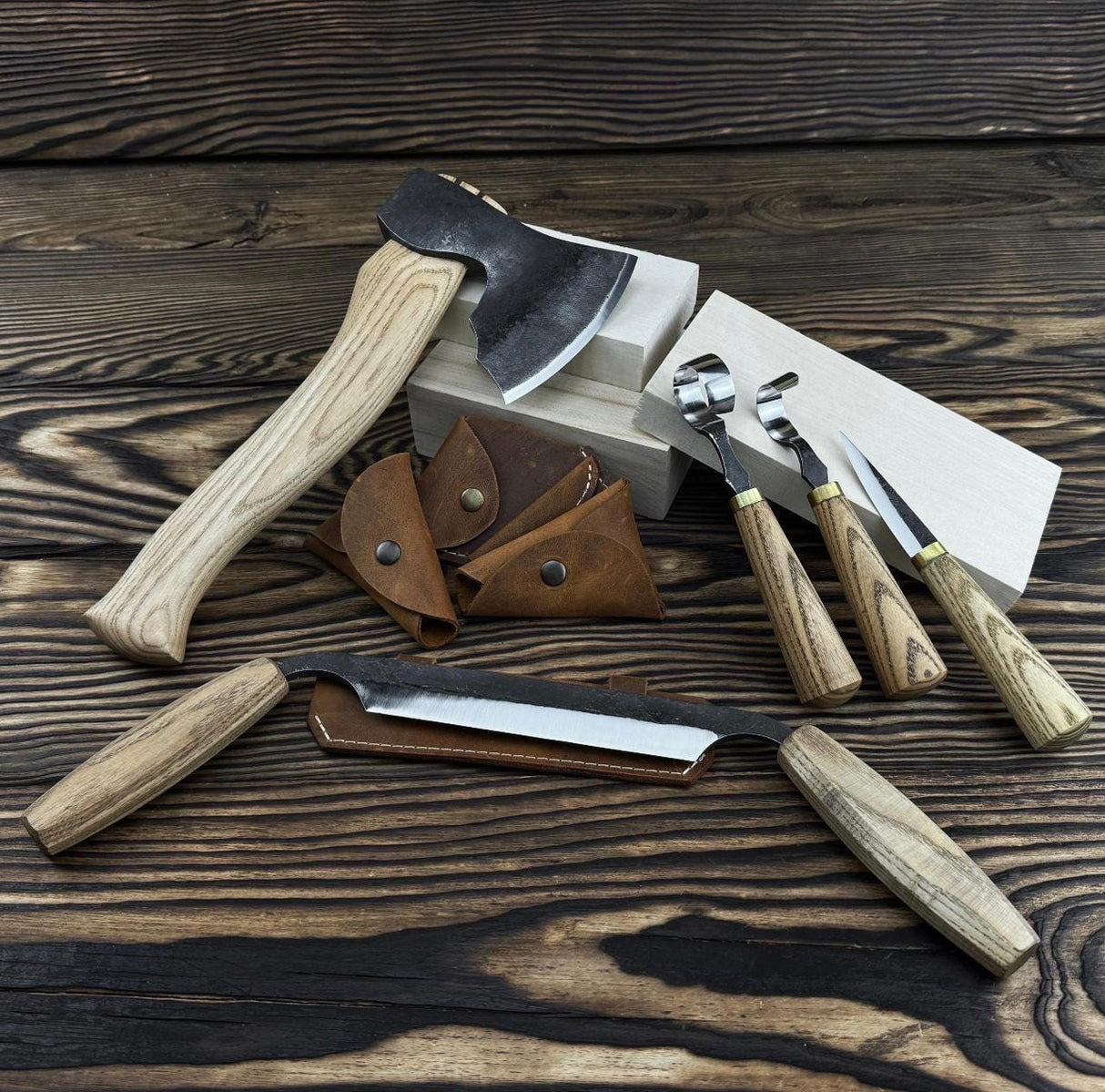 5pc Hand-Forged Woodworking Tool Set | 52100 Steel