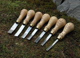 Professional Woodworking Tool Hand-Forged Leather Skiving Knife Set: 52100 Carbon Steel, French Edge, Leather Case