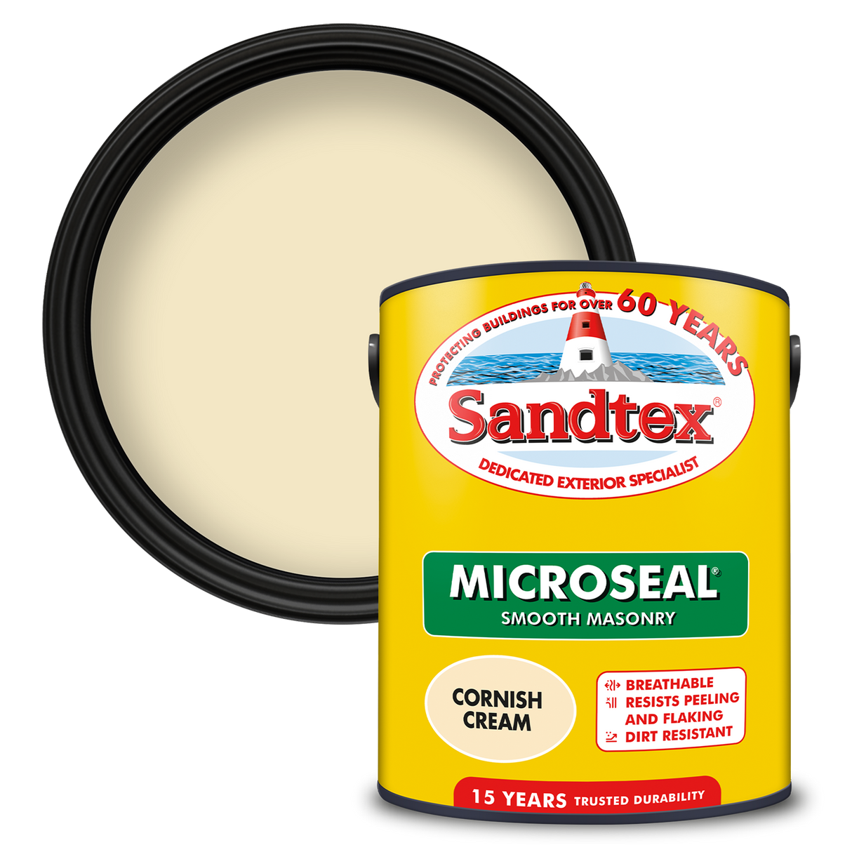 Sandtex-MasonryPaint-Microseal-Smooth-15Year-Weatherproof-Exterior-Wall-Paint-Cornish-Cream-5L