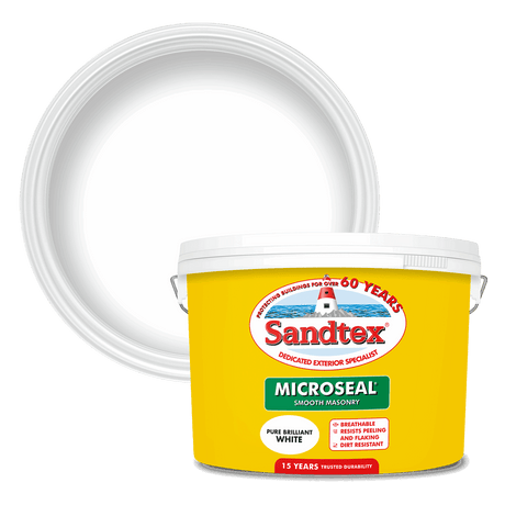 Sandtex-MasonryPaint-Microseal-Smooth-15Year-Weatherproof-Exterior-Wall-Paint-Pure-Brilliant-White-10L