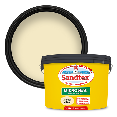 Sandtex-MasonryPaint-Microseal-Smooth-15Year-Weatherproof-Exterior-Wall-Paint-Cornish-Cream-10L
