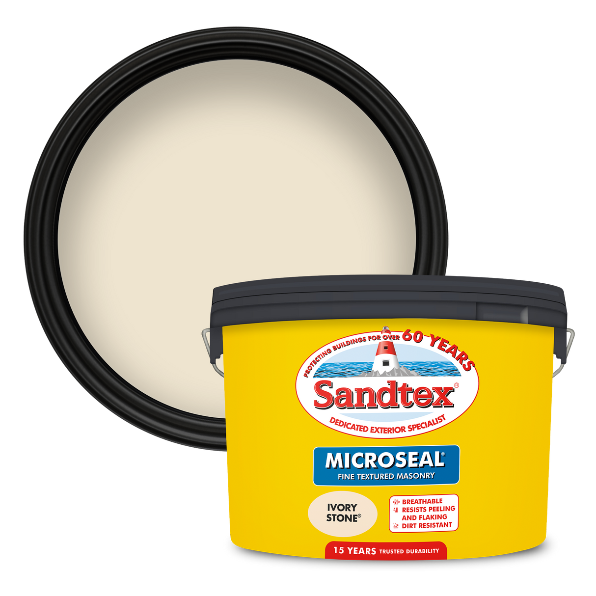 Sandtex-MasonryPaint-Microseal-Fine-Textured-15Year-Weatherproof-Exterior-Wall-Paint-Ivory-Stone-_-10L