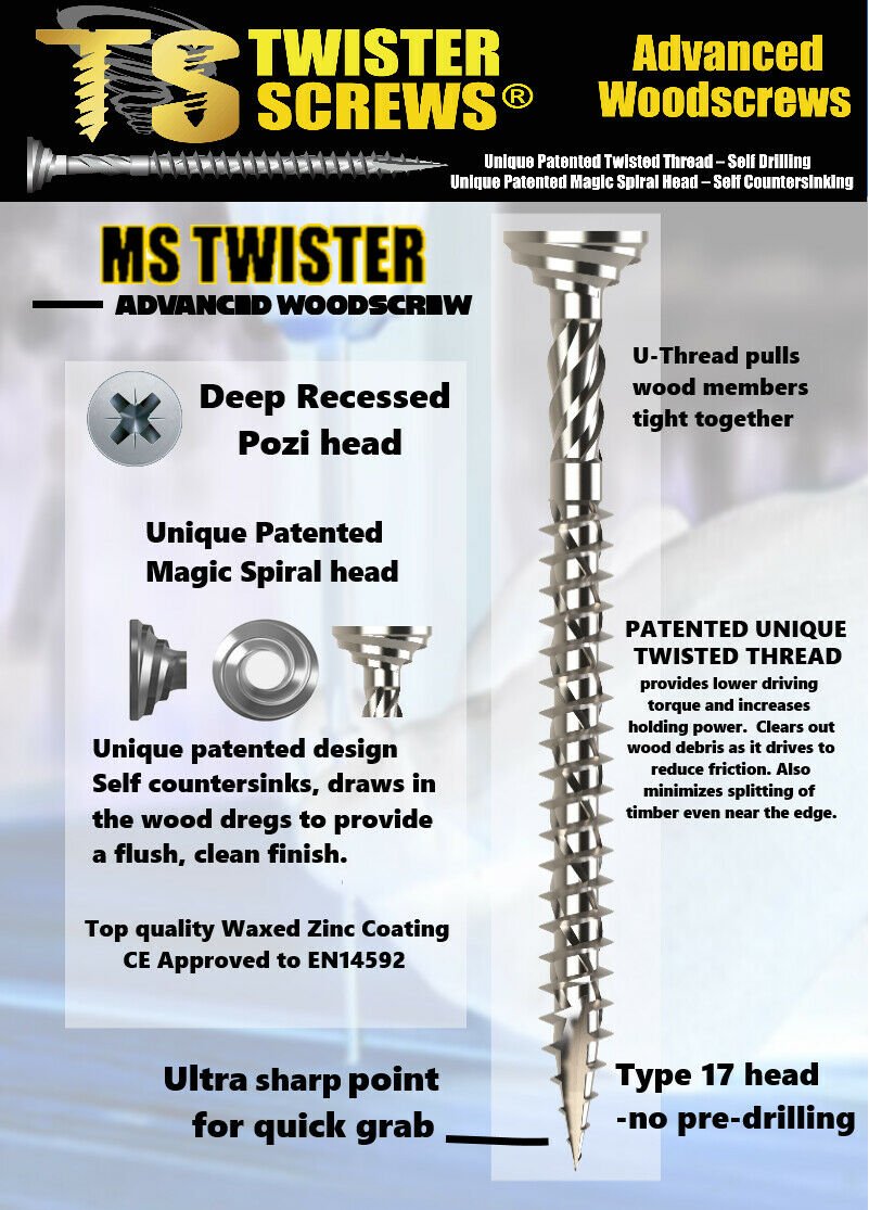 Twister Screws Advanced Multipurpose woodscrew