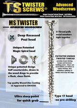 Twister Screws Advanced Multipurpose woodscrew
